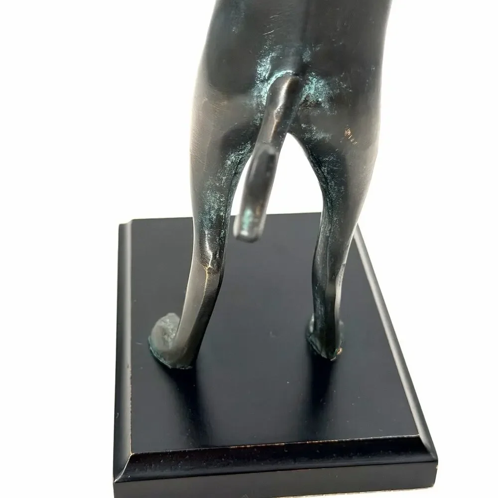 Vintage Cat Butler Bronze Statue Business Card Jewelry Trinket Holder 12